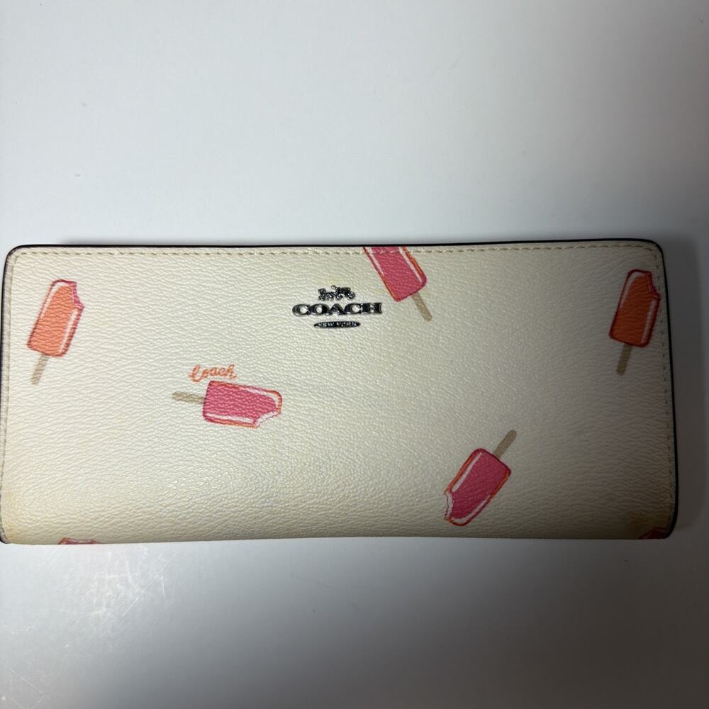 Authentic Coach Slim Leather Wallet Popsicle Ice Cream Print